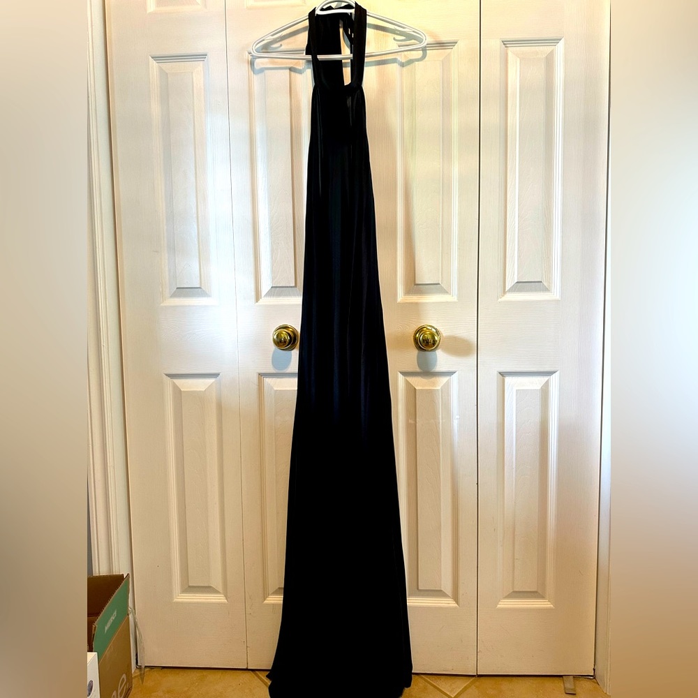 ASOS floor length backless dress.